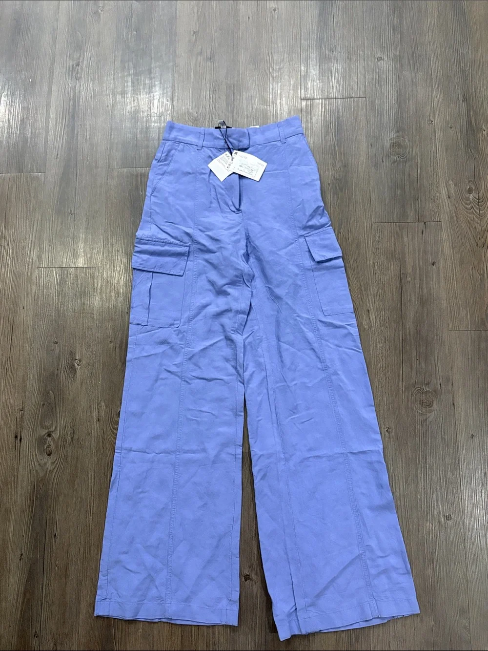 & Other Stories Wide-Leg Cargo Pants NWT Size 0 In Blue (Periwinkle/Purple) - Picture 13 of 13